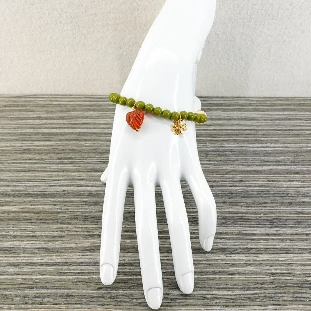 Tory Burch Women's Roxanne Beaded Tassel Bracelet Green OS